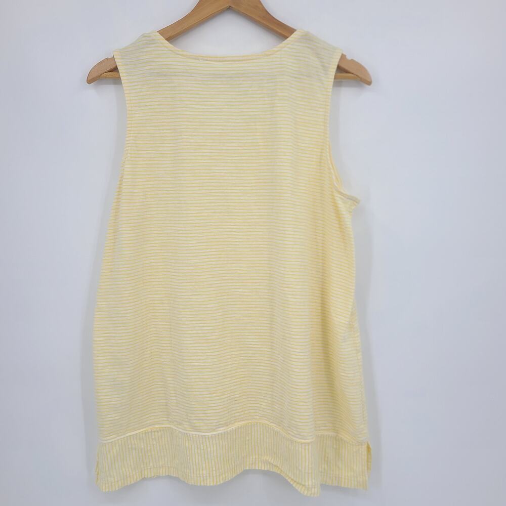Lands End Yellow Stripe Split Hem Tunic Tank Top Casual Coastal Preppy Size XL - Picture 6 of 8
